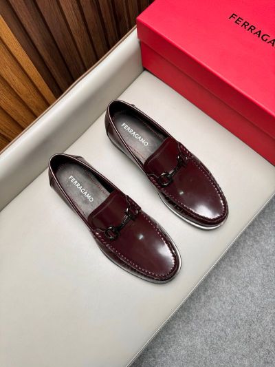Ferragamo Brown calfskin Leather Shoes-Ferragamo Man Business Leather Shoes